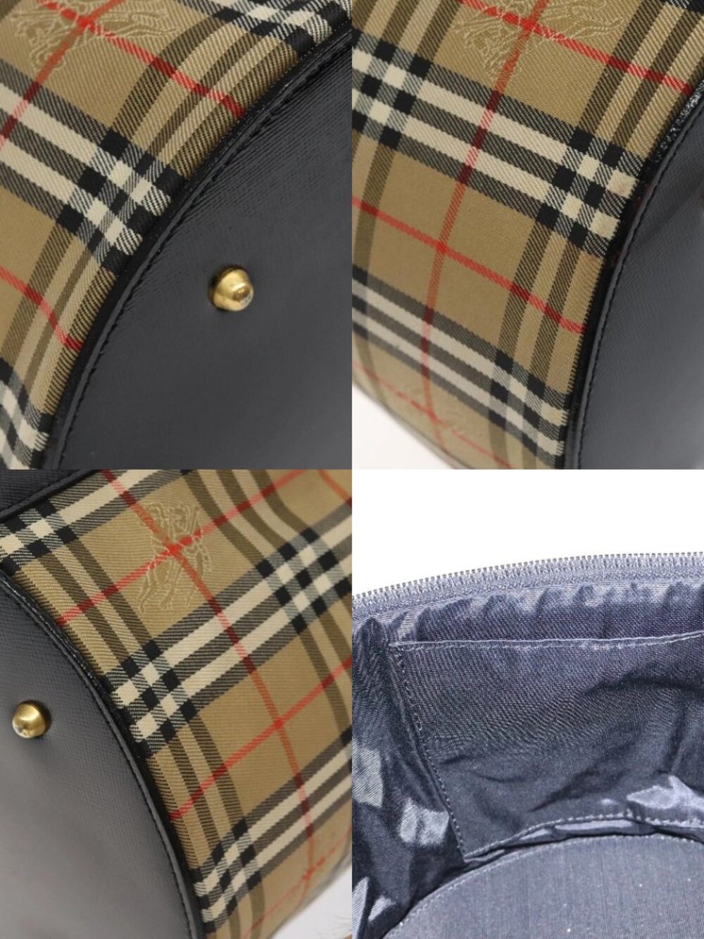 Burberrys Nova Check Hand Bag Canvas Beige Gold Auth 120481 - Picture 16 of 16